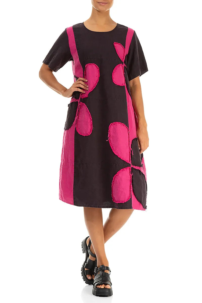 Fuchsia Petal Linen Dress 5