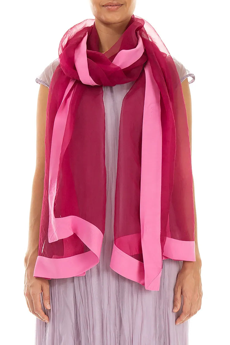 Fuchsia Silk Chiffon Scarf 1