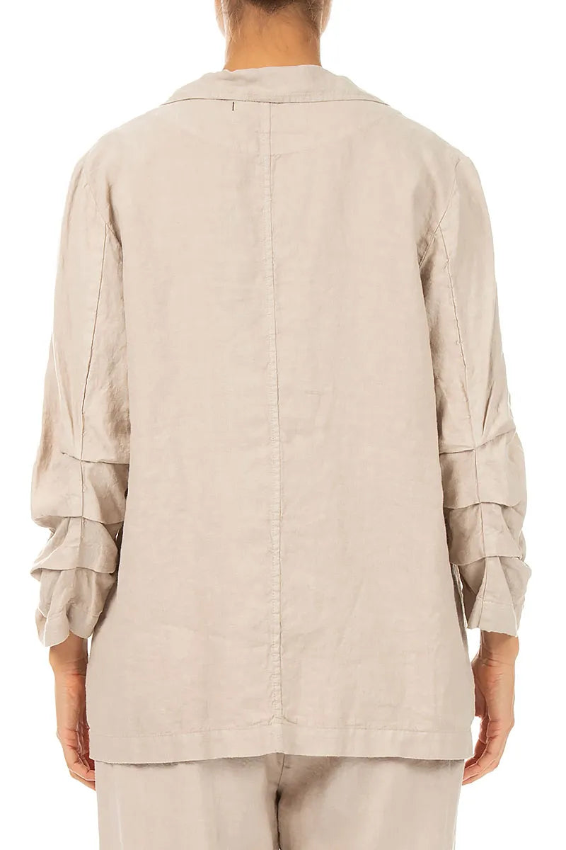 Gathered Beige Linen Jacket 2