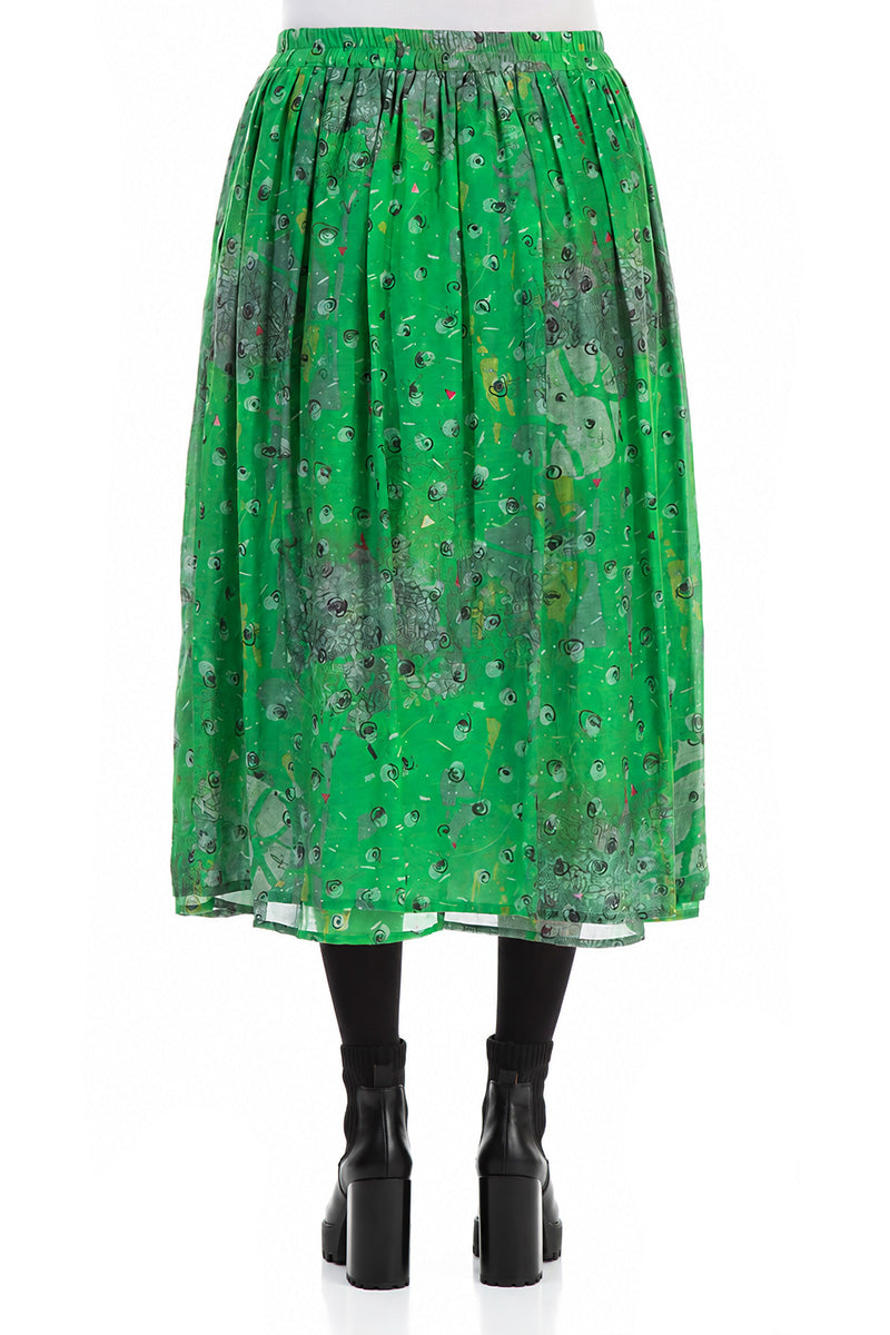 Gathered Meadow Silk Cotton Skirt 2