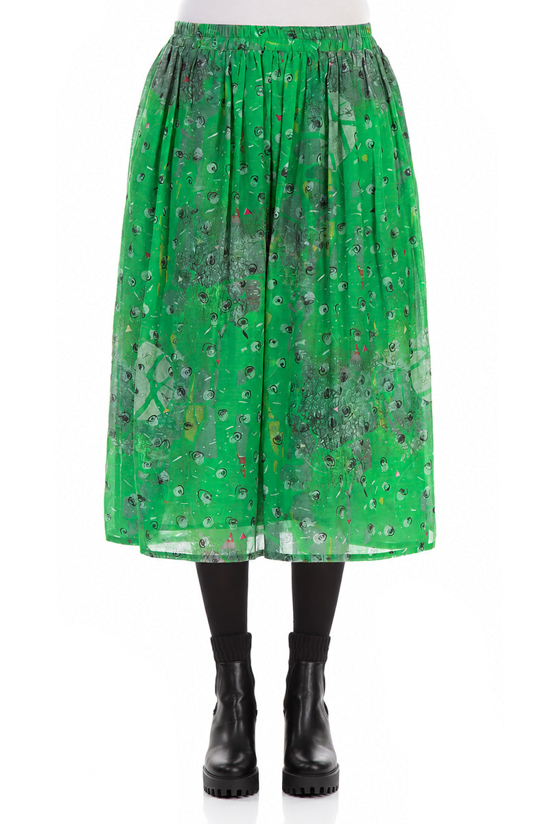 Gathered Meadow Silk Cotton Skirt 1