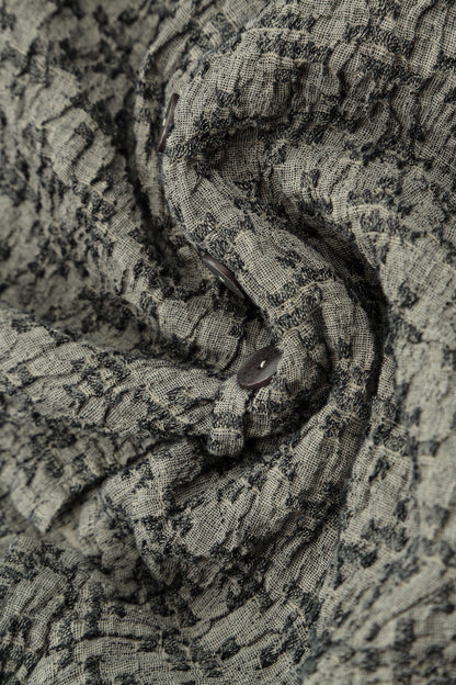 Jacke aus Leinen mit geometrischer Struktur in olivgrau