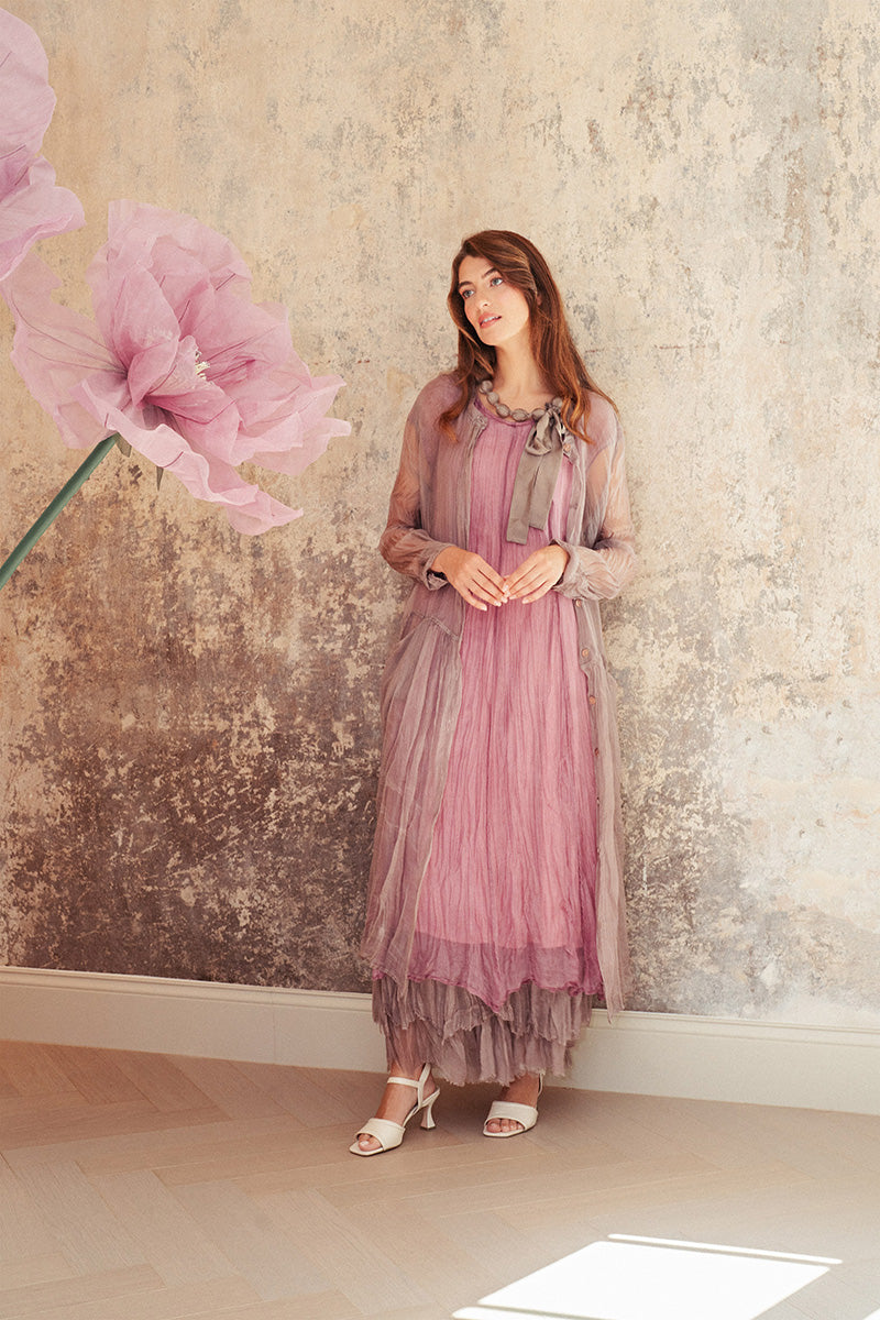 Greige Crumpled Silk Chiffon Skirt 5