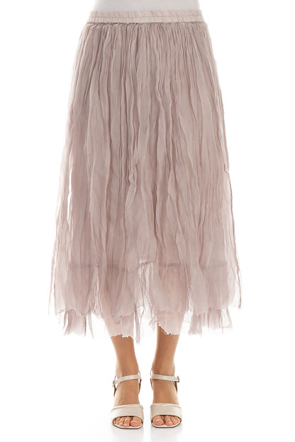 Greige Crumpled Silk Chiffon Skirt 1