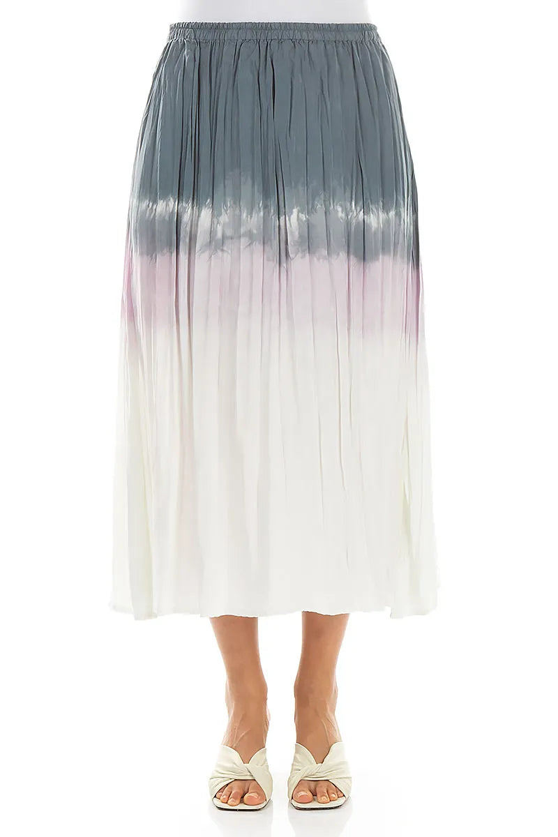 Grey Blush Ombré Crumpled Pure Silk Skirt 1