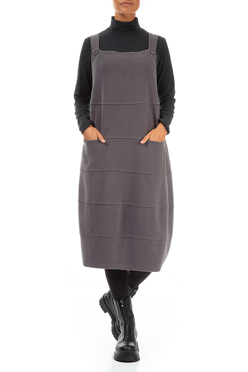 Grey Cotton Jersey Balloon Dungaree Dress 3