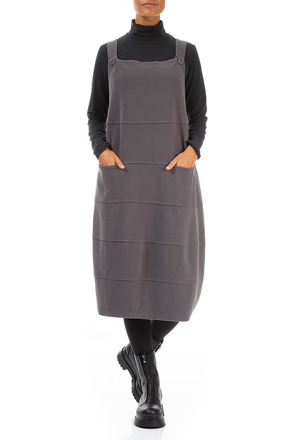 Grey Cotton Jersey Balloon Dungaree Dress 3