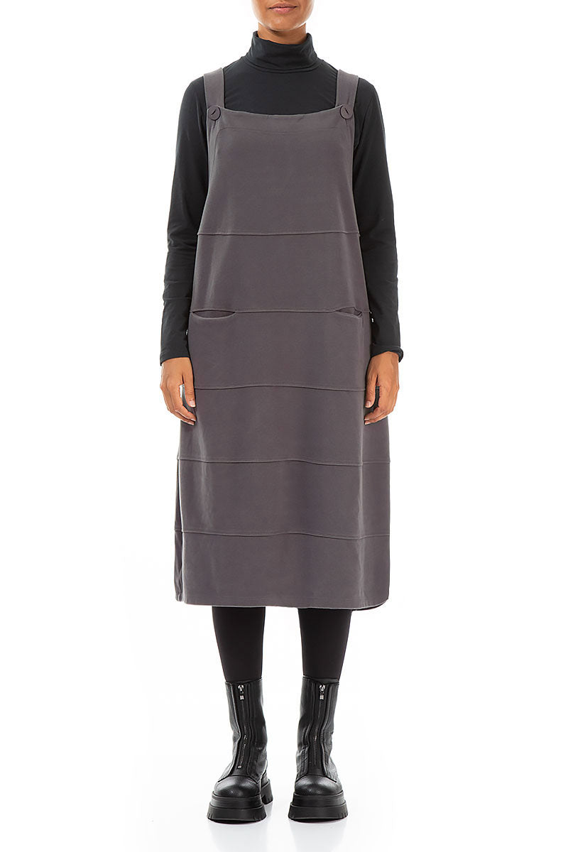 Grey Cotton Jersey Balloon Dungaree Dress 1