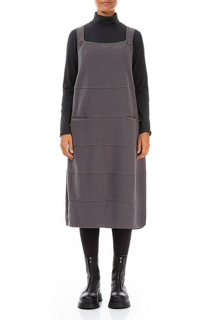 Grey Cotton Jersey Balloon Dungaree Dress 1