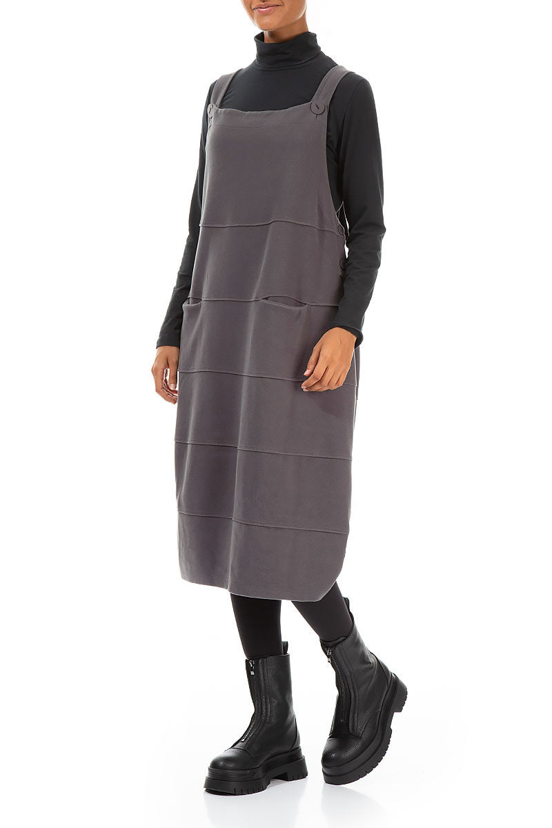 Grey Cotton Jersey Balloon Dungaree Dress 4