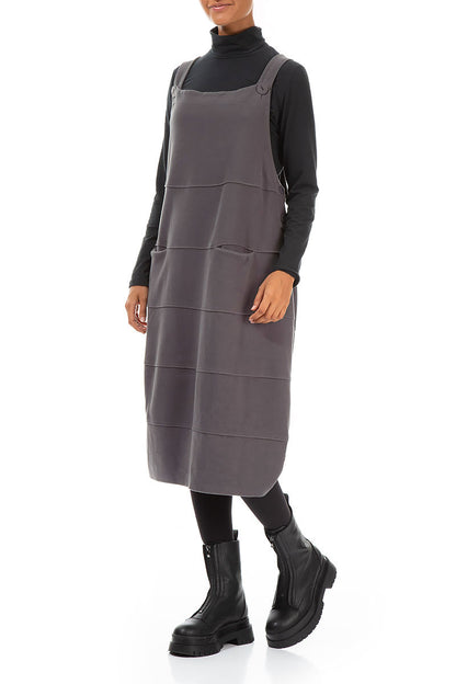 Grey Cotton Jersey Balloon Dungaree Dress 4