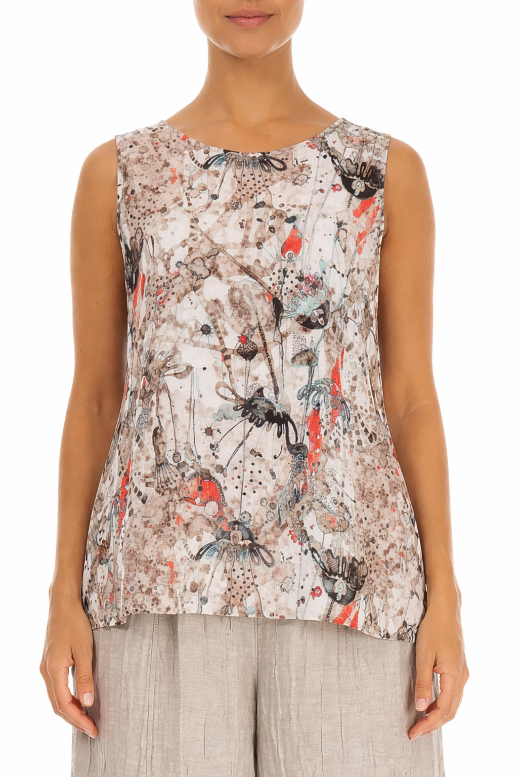 Sleeveless Savannah Textured Silk Top 1