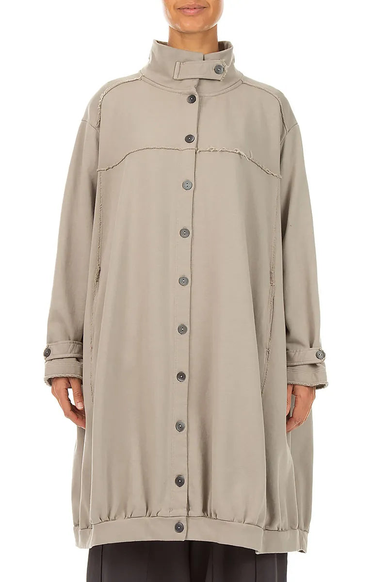 High Collar Olive French Terry Cotton Jacket 2