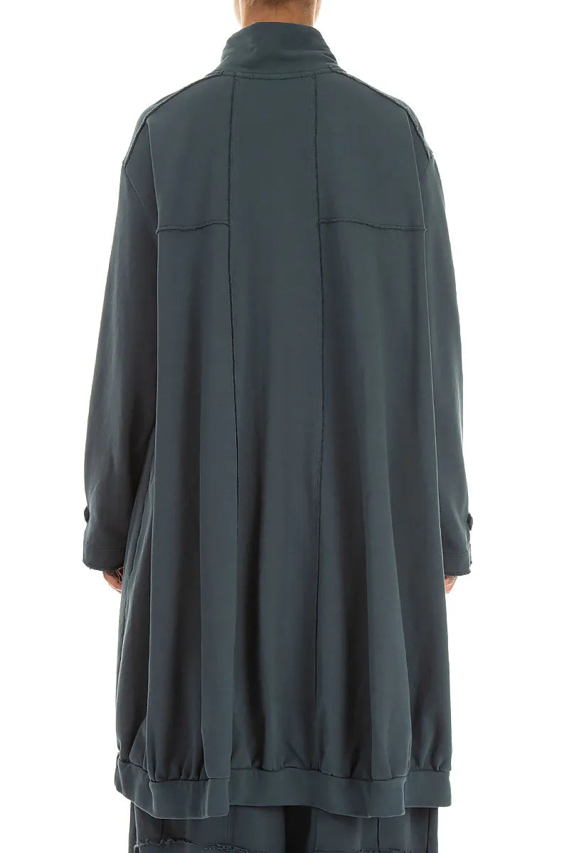 High Collar Slate French Terry Cotton Jacket 2