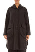 Hooded Charcoal Stretch Cotton Coat 1