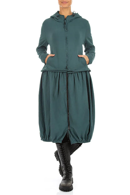 Robe-veste à capuche en Coton Turquoise profond