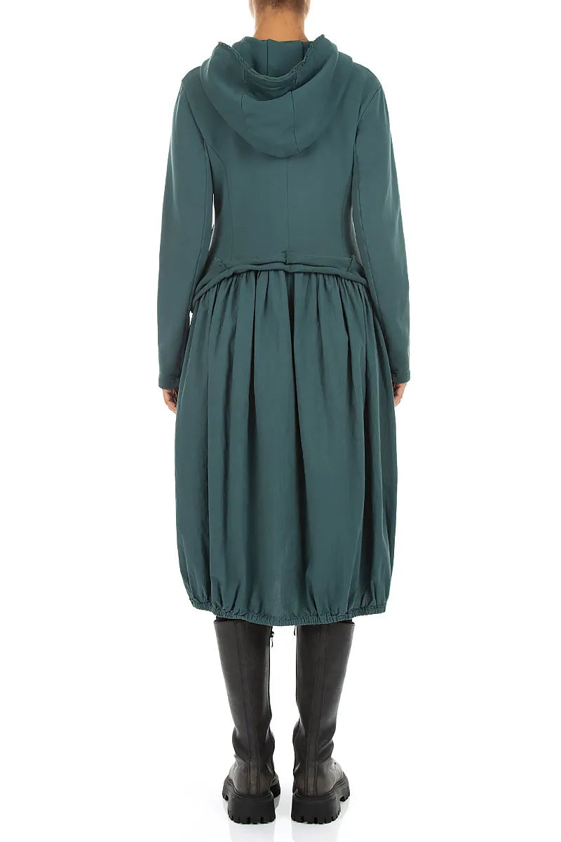 Robe-veste à capuche en Coton Turquoise profond