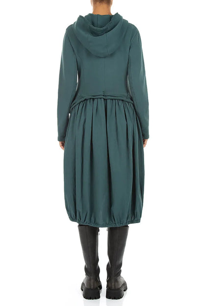 Robe-veste à capuche en Coton Turquoise profond