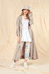 Hooded Gathered Sleeves Beige Linen Jacket 1
