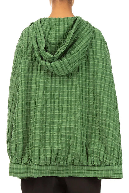 Hooded Loose Shamrock Green Linen Cotton Jacket 3