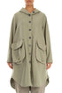 Hooded Olive Grey Stretch Cotton Coat 1
