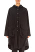 Hooded Black Stretch Cotton Coat 1