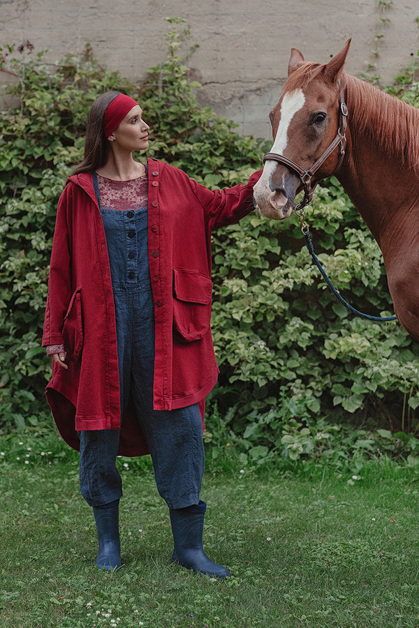 Hooded Oversized Ruby Stretch Cotton Coat 1