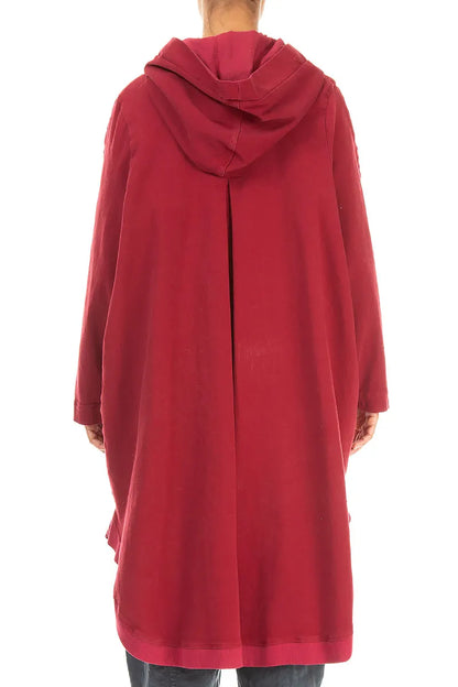 Hooded Oversized Ruby Stretch Cotton Coat 3