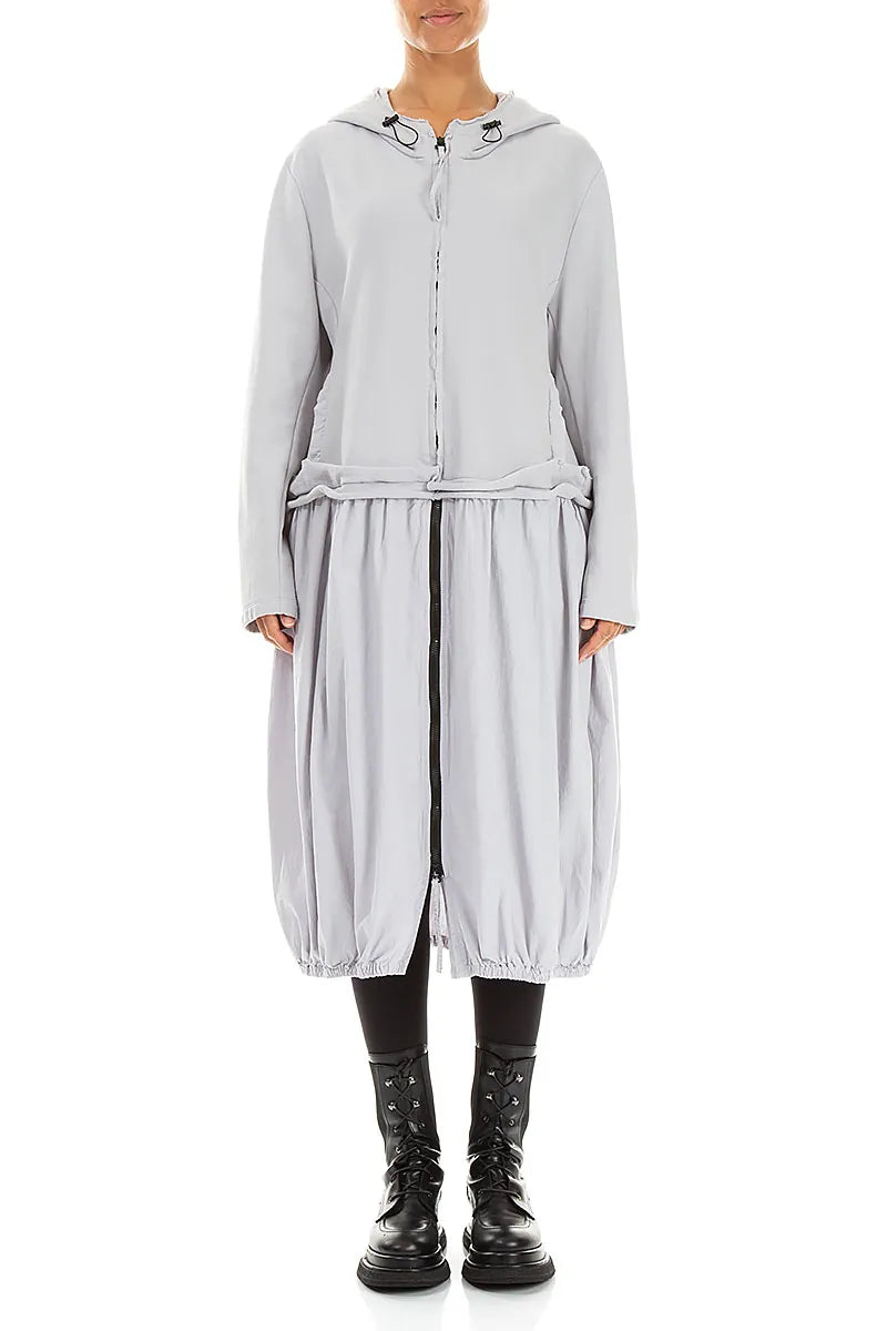Hooded Pearl Grey Cotton Jacket Dress 1