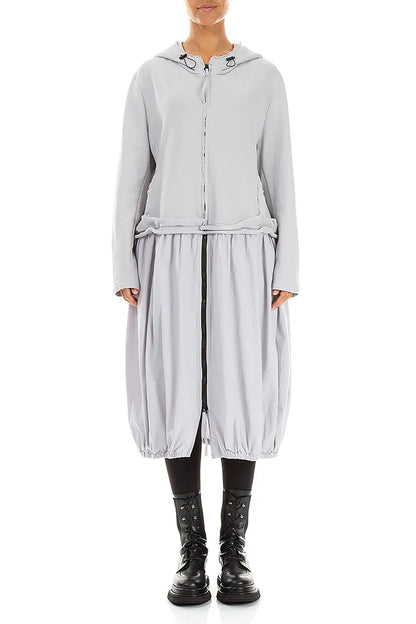 Hooded Pearl Grey Cotton Jacket Dress 1
