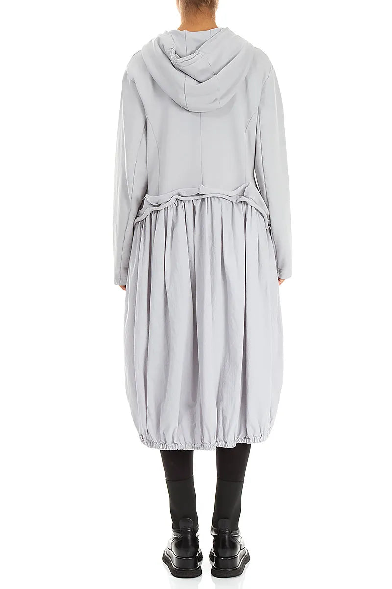 Hooded Pearl Grey Cotton Jacket Dress 2
