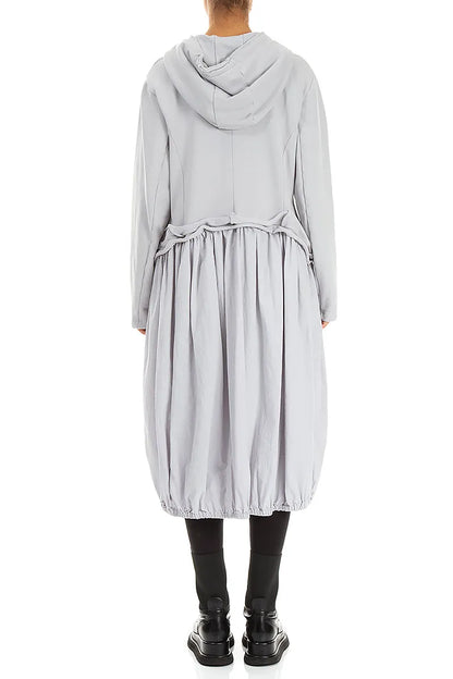 Hooded Pearl Grey Cotton Jacket Dress 2