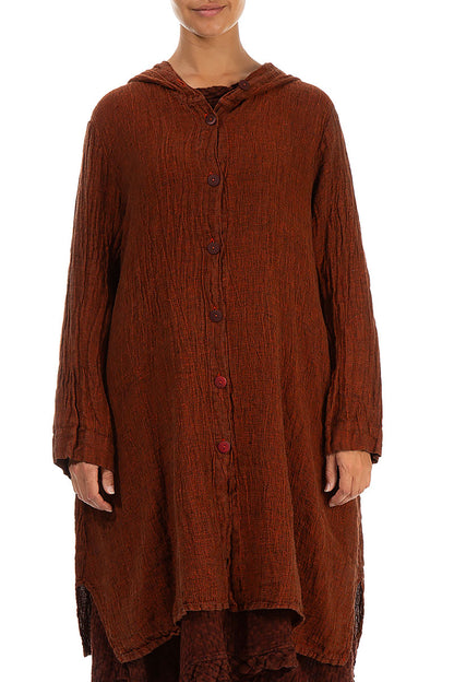 Hooded Saffron Mélange Linen Jacket 1