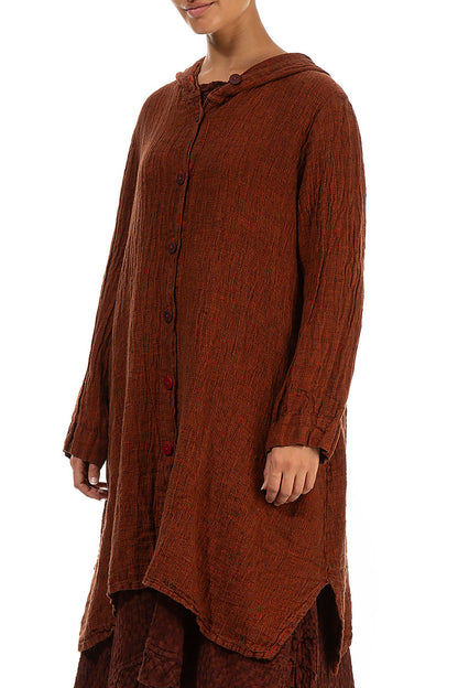 Hooded Saffron Mélange Linen Jacket 3