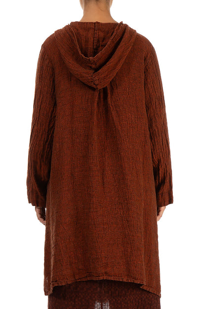 Hooded Saffron Mélange Linen Jacket 2
