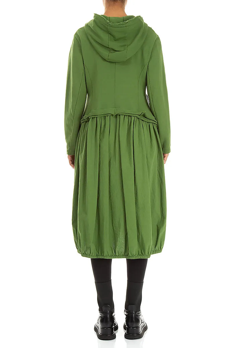Hooded Shamrock Green Cotton Jacket Dress 2