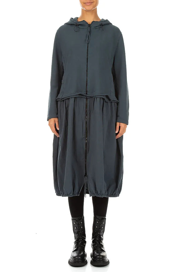 Hooded Slate Cotton Jacket Dress 1