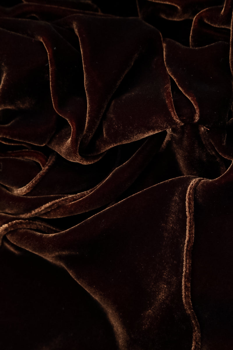 Keyhole Neck Aged Copper Silk Velvet Dress