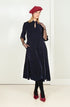 Keyhole Neck Slate Blue Silk Velvet Dress 1