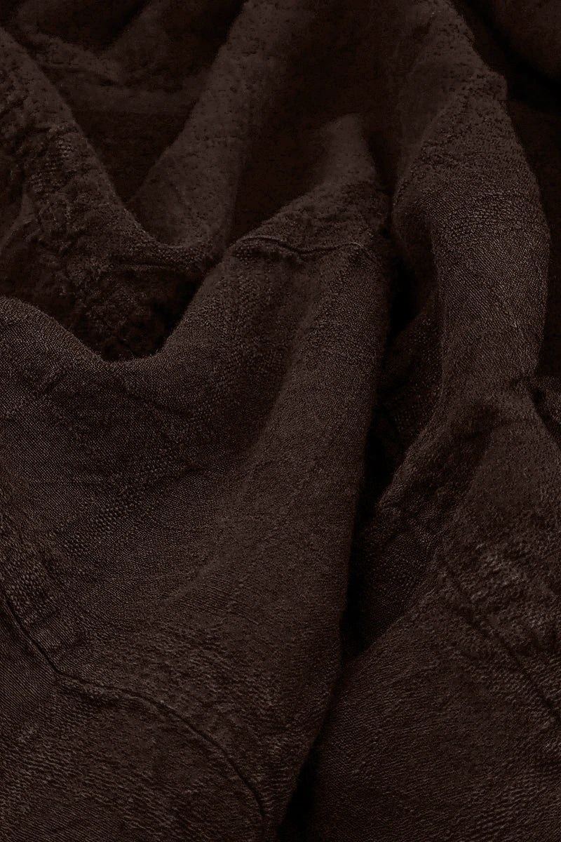 Truffle Brown Patterned Linen Dungaree Dress