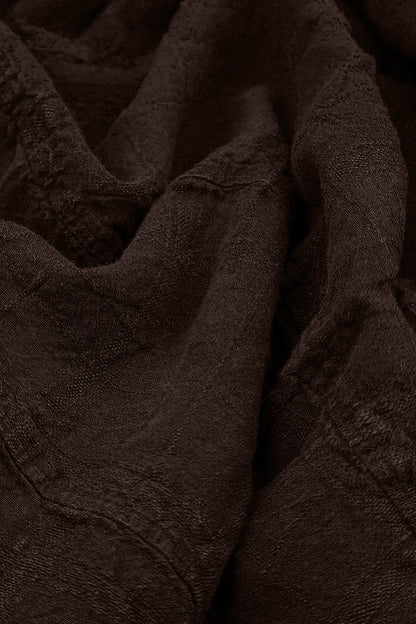 Truffle Brown Patterned Linen Dungaree Dress