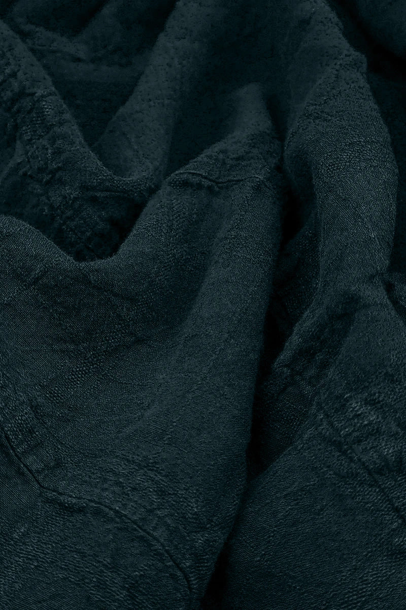 Deep Turquoise Patterned Linen Dungaree Dress