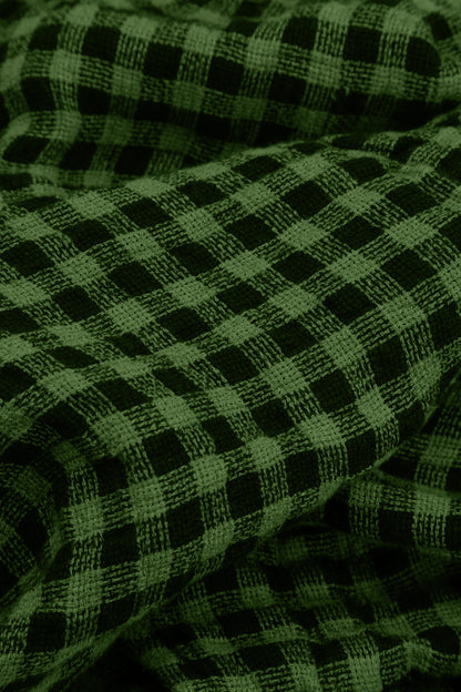 Floaty Shamrock Green Check Linen Midi Dress 5