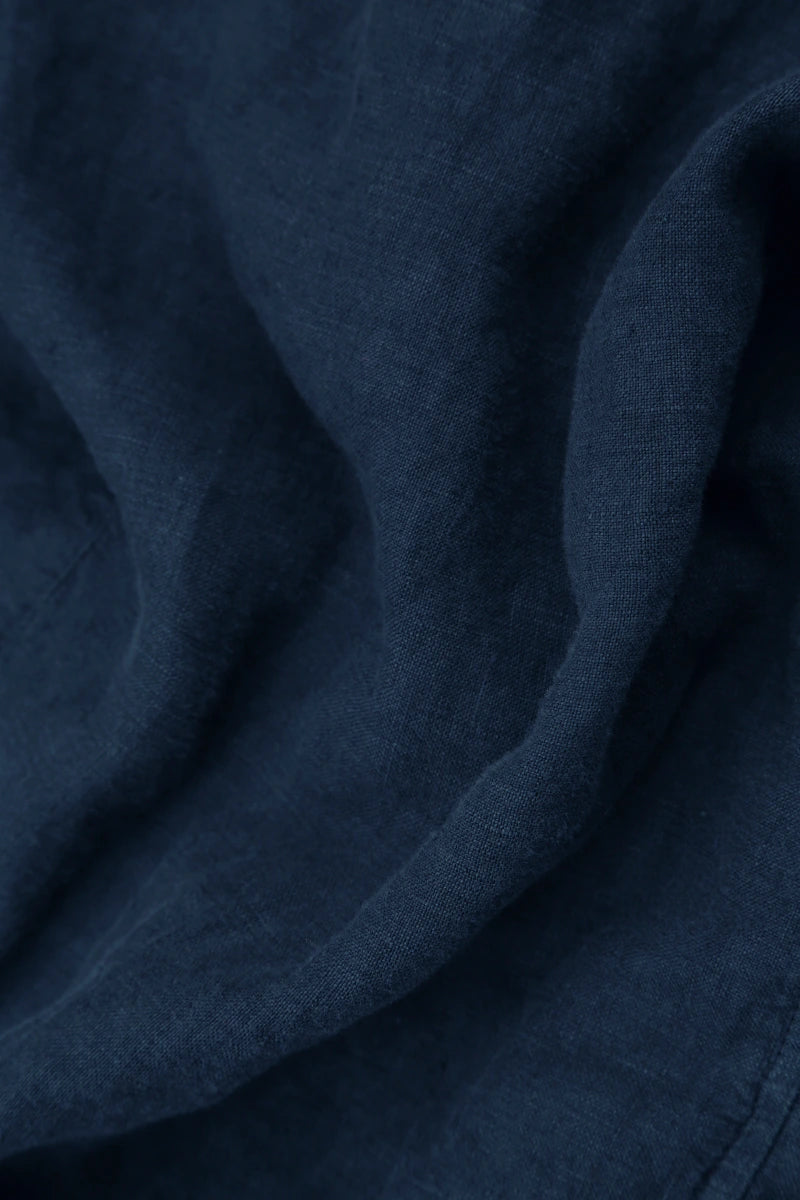 Wide Loose Royal Blue Linen Shirt 5
