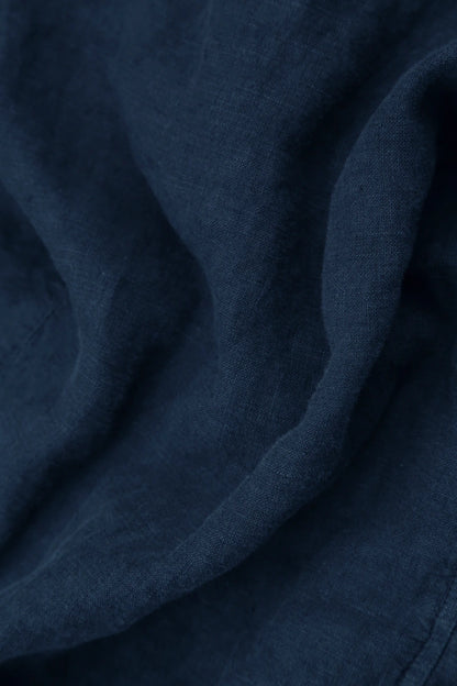 Wide Loose Royal Blue Linen Shirt 5