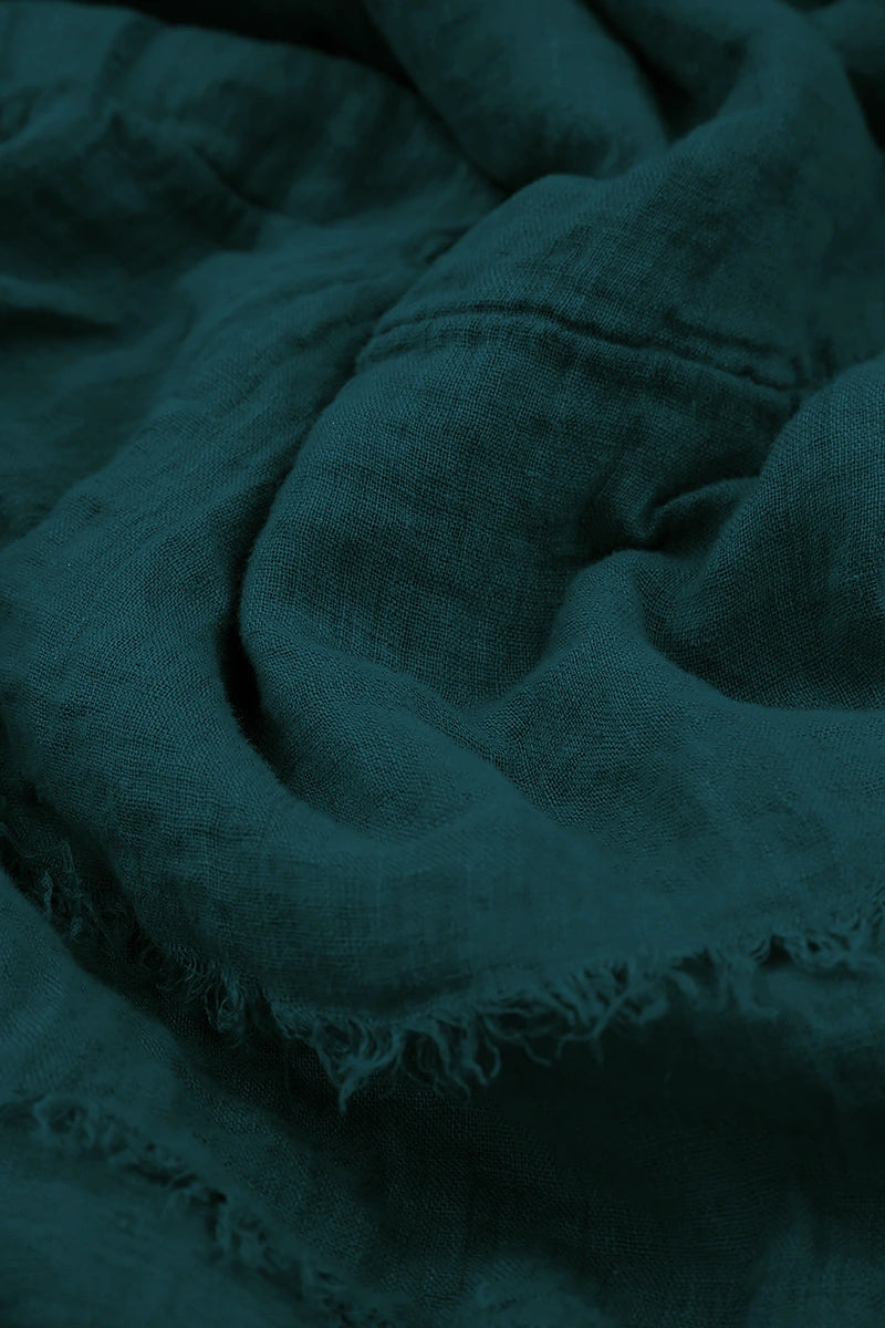 Maxi Deep Turquoise Gauze Linen Dress 6