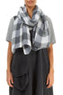 Large Check White Gauze Linen Scarf 1