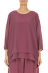 Layered 3/4 Sleeves Antique Ruby Textured Silk Blouse 1