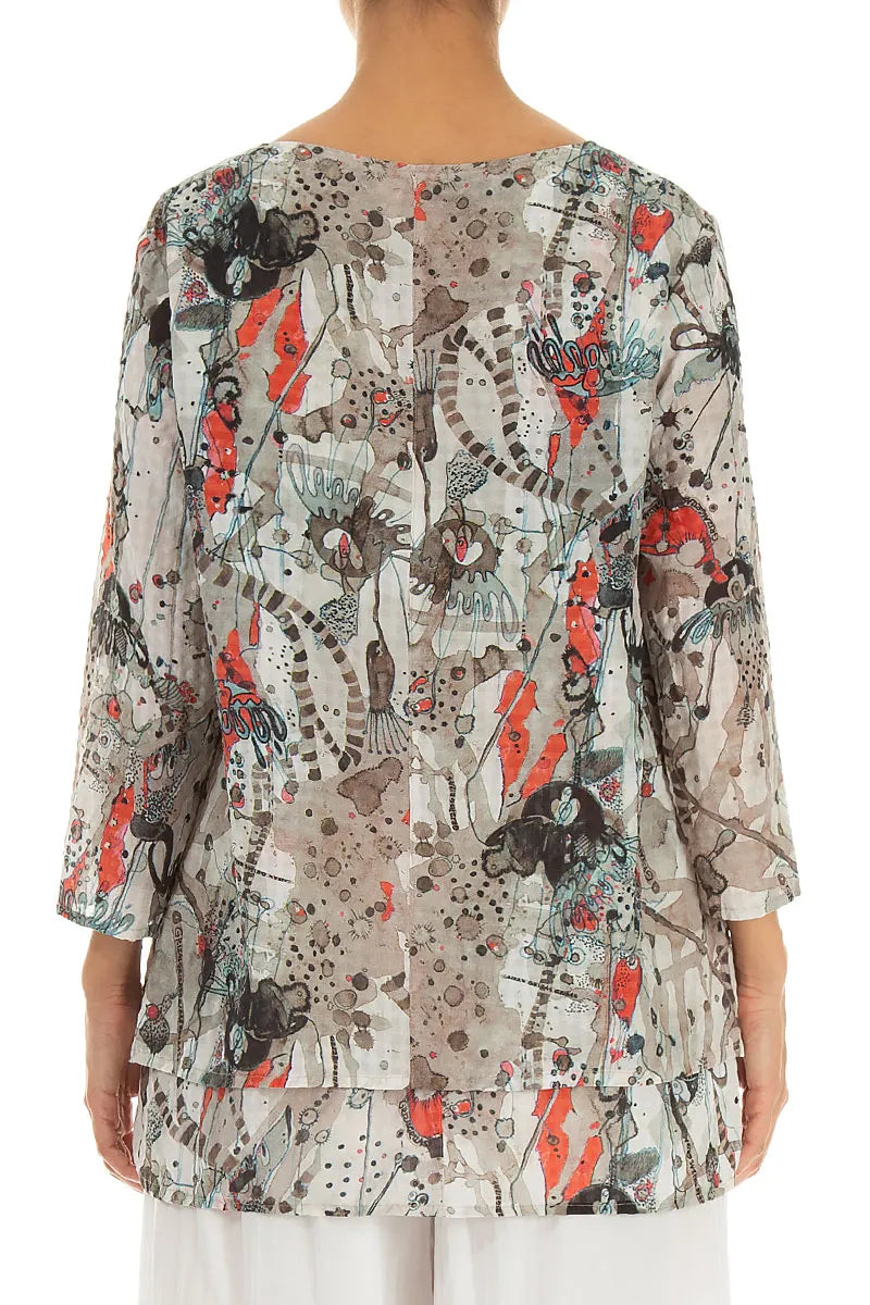 Layered 3/4 Sleeves Savannah Textured Silk Blouse 2