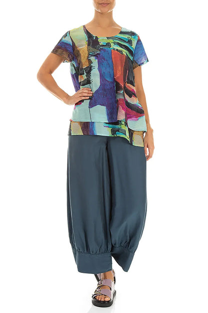Layered Abstract Silk Cotton Blouse 4
